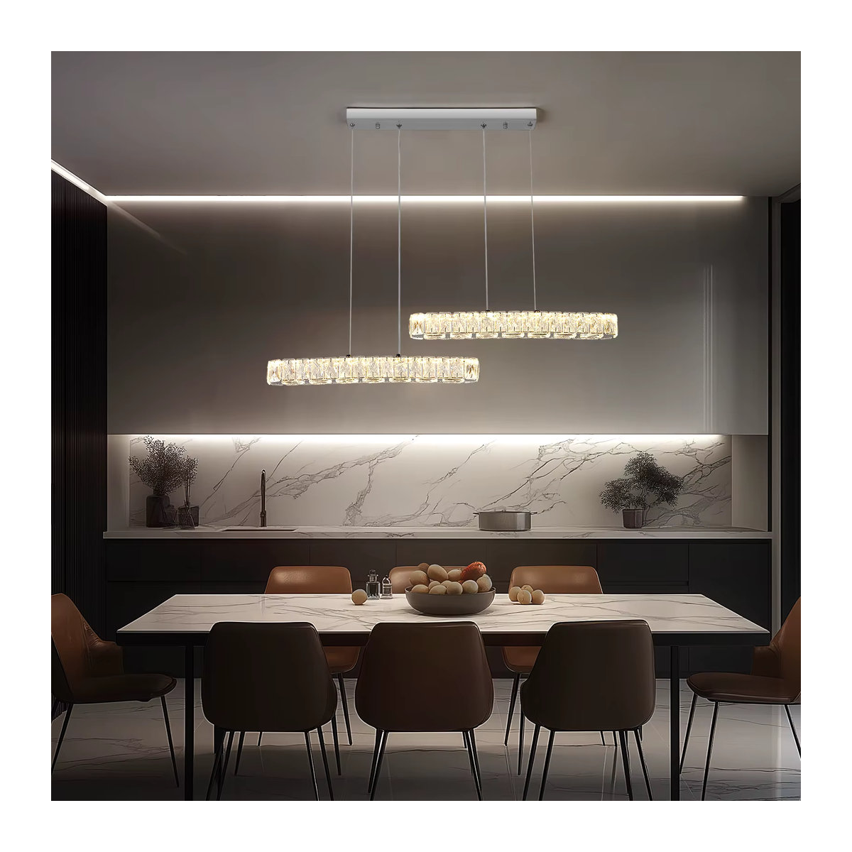 VETRULUS LED Kristall Kronleuchter in Silber im modernen skandinavischen Design für Wohnzimmer und Küche - Bild 3