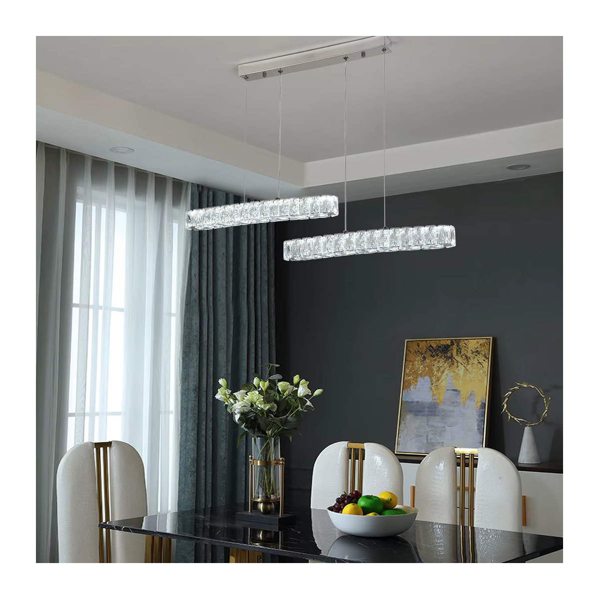 VETRULUS LED Kristall Kronleuchter in Silber im modernen skandinavischen Design für Wohnzimmer und Küche - Bild 4