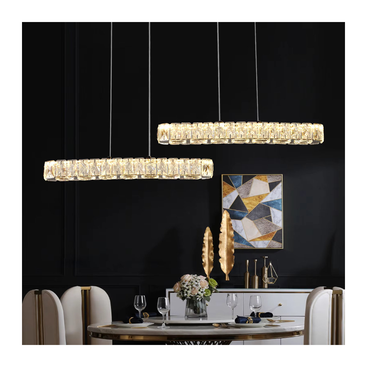 VETRULUS LED Kristall Kronleuchter in Silber im modernen skandinavischen Design für Wohnzimmer und Küche - Bild 5