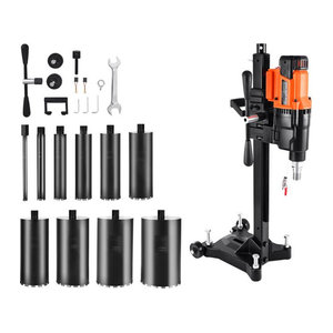 VEVOR Diamantkernbohrmaschine Kernbohrgerät mit 2500 W, max. 26 cm Bohrdurchmesser, Nass-Trocken-Betonbohrer Set mit 10 Bohrern und Bohrständer, einstellbare Drehzahl, UNC1 1/4-7 Gewinde