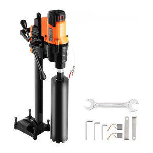 VEVOR Kernbohrmaschine Diamantkernbohrgerät mit 3200 W für Beton und Ziegel, inkl. Ständer und Kernbohrer für Nass- und Trockenanwendung, Bohrdurchmesser 2-25 cm