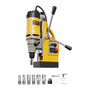 VEVOR Magnetbohrmaschine Gelb, 1400 W elektrische Kernbohrmaschine mit 6 Kernbohrern, 650 U/min für Metalloberflächen