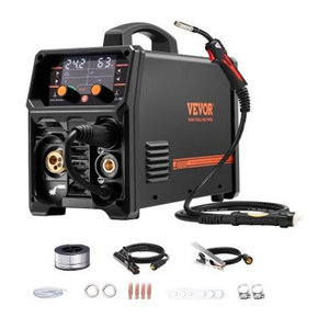 VEVOR Pro MIG-Schweißgerät 200 Ampere 5-in-1 Schweißer mit IGBT-Wechselrichtertechnologie und LCD-Bildschirm für Gas-MIG, gasloses MIG, MMA und Lift WIG