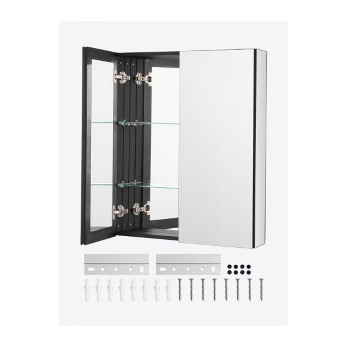 VEVOR Spiegelschrank mit 7 Spiegeln und 2 Türen für Badezimmer, Aluminiumrahmen, Einbau- und Wandmontage, B/H/T: 66,2 x 76,2 x 13,5 cm - Bild 1