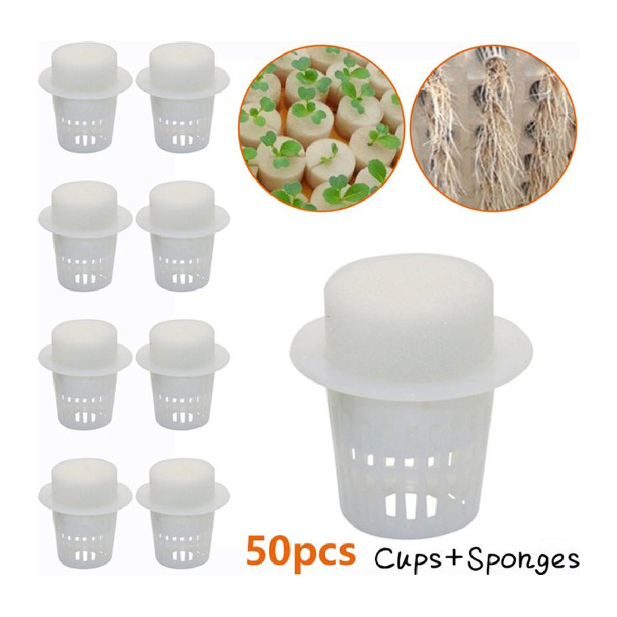 Vibratite Hydroponik Netztöpfe 50 Stück für soilless Kultur, Schlitzgitter-Körbe für Orchideen und Anzucht, B/D/H: 3,5 x 3,5 x 3,5 cm - Bild 1