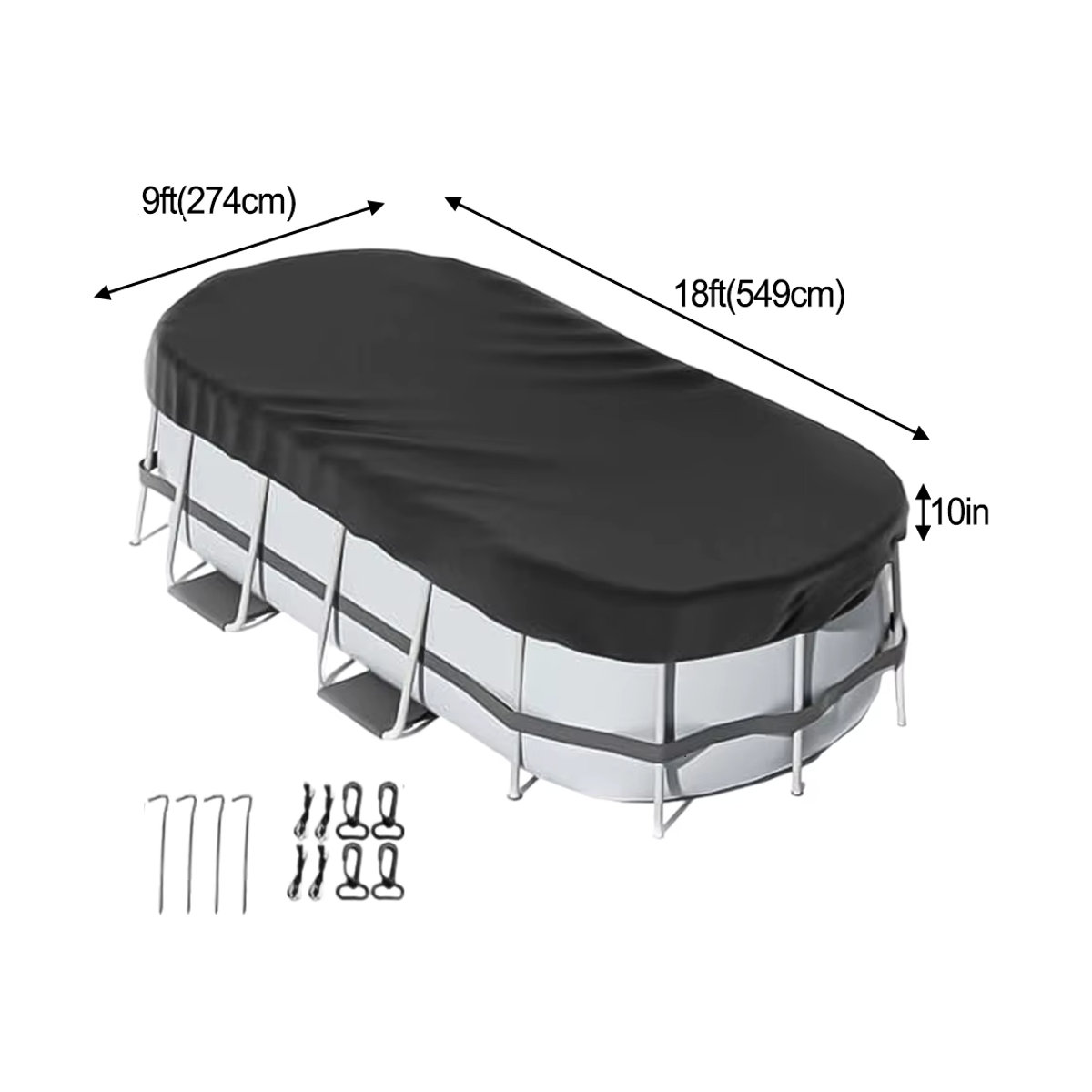 VIBRATITE Ovale Poolabdeckung als solarbetriebene Schutzhülle für oberirdische Pools mit Staubschutz - Bild 2