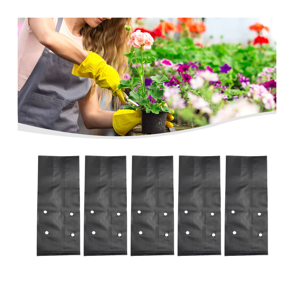 VIBRATITE Pflanzbeutel aus schwarzem PE-Material für Gemüse und Blumen, 100 Stück - Bild 6
