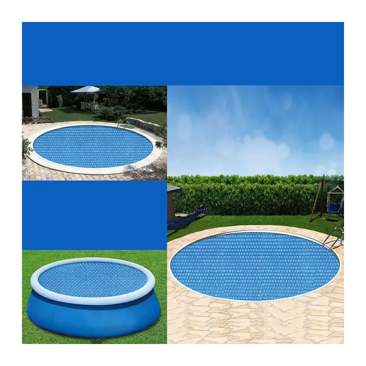 VIBRATITE Poolabdeckung für Aufstellpools als Solarfolie und PE-Wärmeisolierungsfolie in Blau - Bild 4