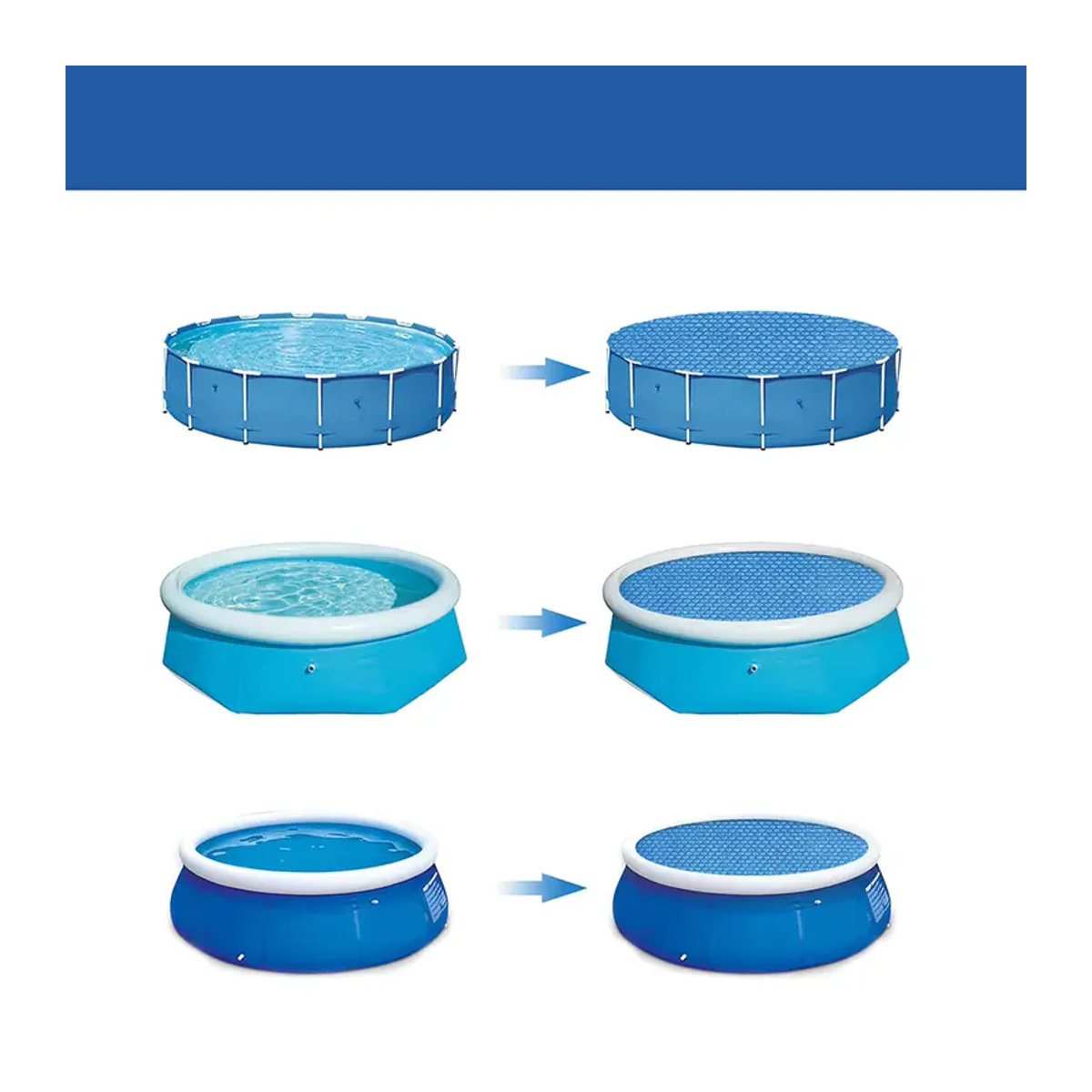 VIBRATITE Poolabdeckung für Aufstellpools als Solarfolie und PE-Wärmeisolierungsfolie in Blau - Bild 6