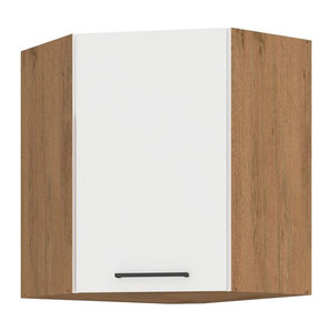 Vicco Eckhängeschrank Lancelot in Weiß Hochglanz und Eiche Modern mit Drehtüren B/T: 60 x 60 cm