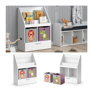 Vicco Kinderregal Luigi Weiß Modernes Standregal mit Schublade und Faltboxen B/H: 72 x 96 cm