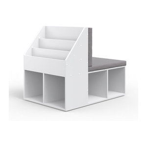 Vicco Kinderregal Onix mit Sitzbank in Weiß und Kunstleder, B: 97.1 cm, H: 148.67 cm, T: 44.47 cm