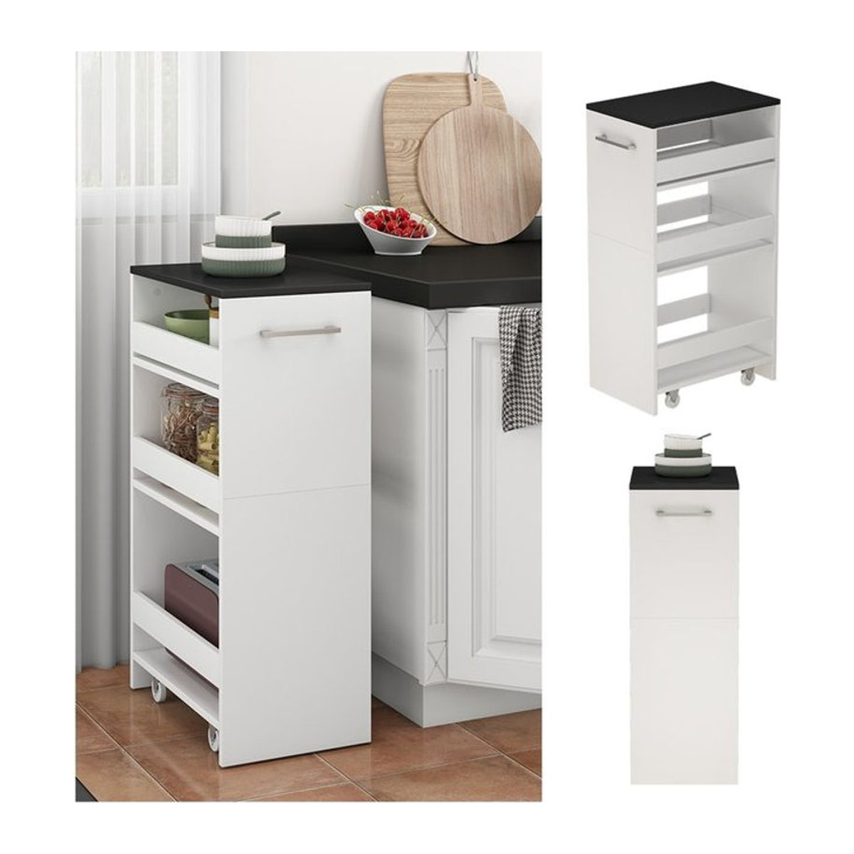 Vicco Rollregal Rivo Modern Weiß Anthrazit B: 30 cm, H: 84,4 cm - Bild 1