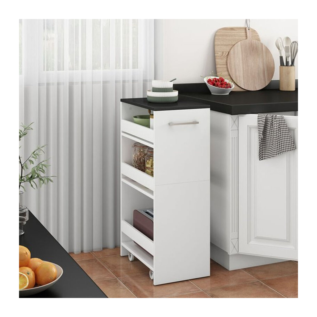 Vicco Rollregal Rivo Modern Weiß Anthrazit B: 30 cm, H: 84,4 cm - Bild 2