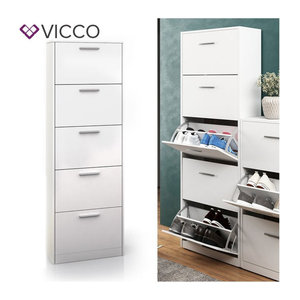 Vicco Schuhschrank Gizmo Schuhkipper mit 5 Fächern in Weiß, B: 59 cm, H: 169,5 cm