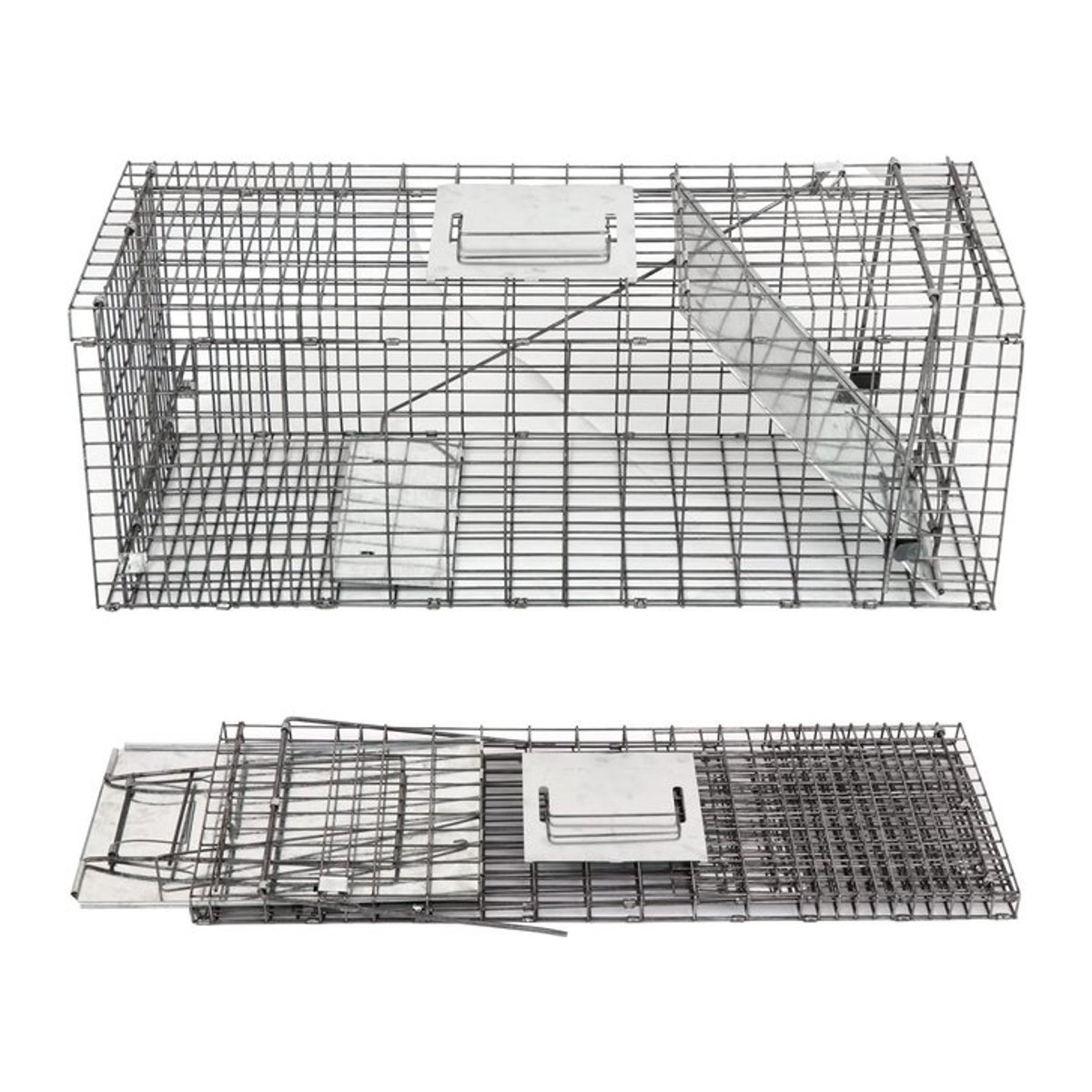 VickyHome Faltbarer Tierfallenkäfig aus Metall in Alufarben, Live-Catch für Mäuse und Ratten, B/H/T: 61 x 21 x 19 cm - Bild 1