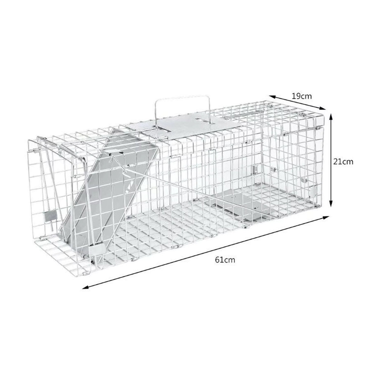 VickyHome Faltbarer Tierfallenkäfig aus Metall in Alufarben, Live-Catch für Mäuse und Ratten, B/H/T: 61 x 21 x 19 cm - Bild 2