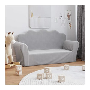 Vidaxl 2-Sitzer Kinder-Sofa aus weichem Plüsch in Grau