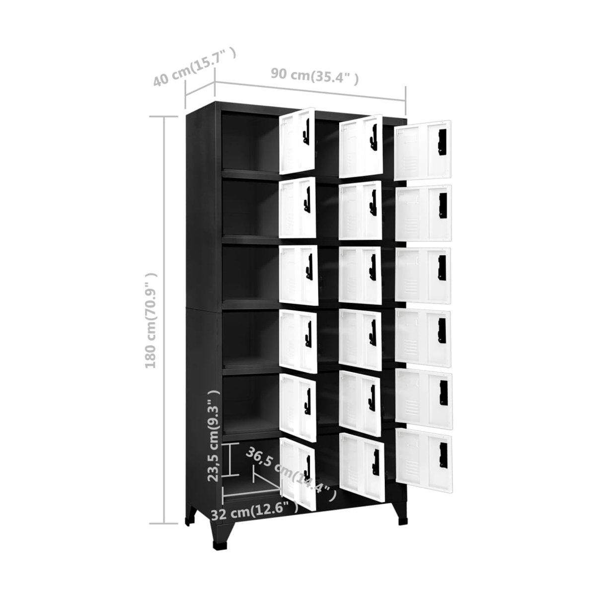 Vidaxl Abschließbarer Schrank aus Stahl in Anthrazit und Weiß mit modernem Design, B/T/H: 90 x 40 x 180 cm - Bild 2