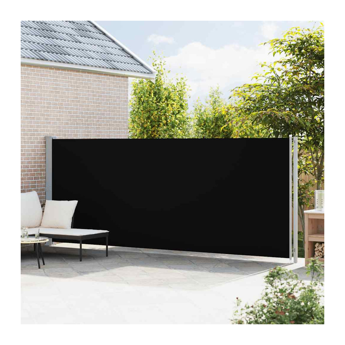Vidaxl Ausziehbare Seitenmarkise für Terrasse, Schwarz, B: 600 cm, H: 180 cm - Bild 3