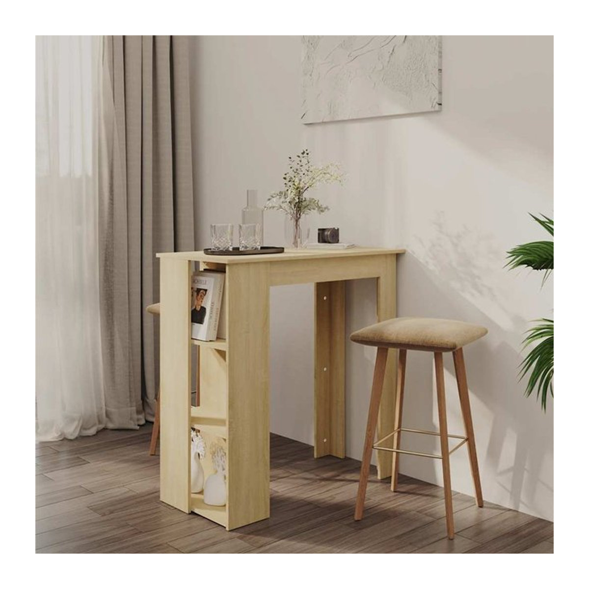 Vidaxl Bartisch mit Regalen in Sonoma-Eiche, modern, B: 102 cm, T: 50 cm, H: 103,5 cm - Bild 1