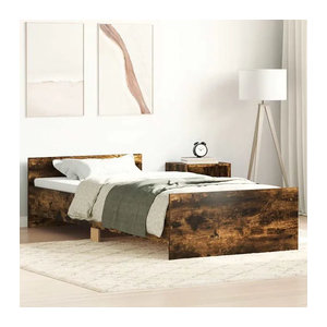 Vidaxl Bett aus Holzwerkstoff in Geräucherte Eiche, Braun, B/T/H: 190 x 75 cm