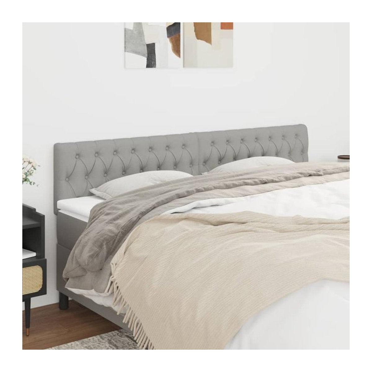 Vidaxl Bettkopfteile Rückenstütze 2 Stück, Hellgrau, B: 100 cm, T: 7 cm, H: 78-88 cm - Bild 1