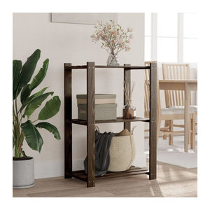 vidaxl Bücherregal aus Massivholz Kiefer in Schwarz mit 3 Böden, B/T/H: 60 x 38 x 90 cm