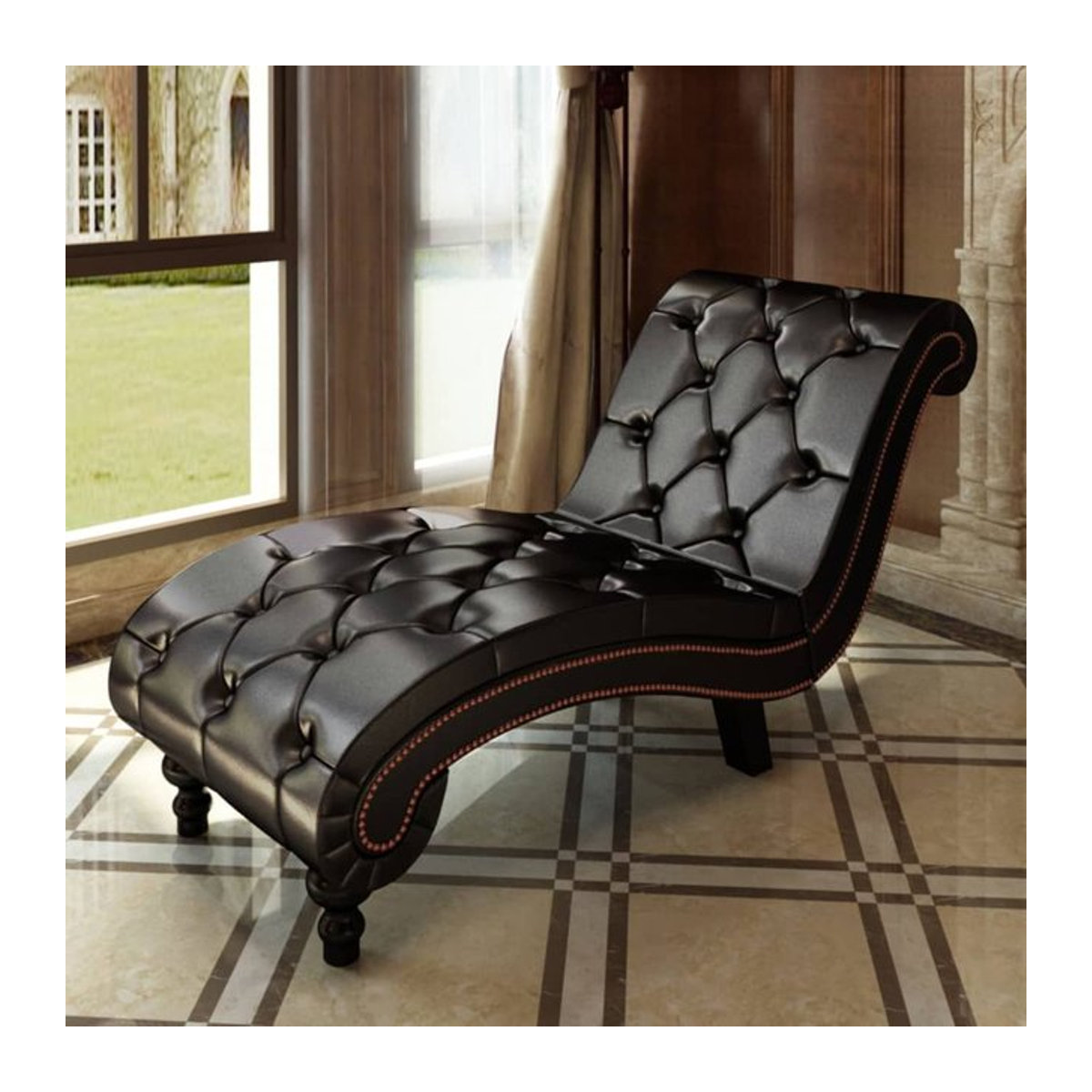 Vidaxl Chesterfield Chaiselongue aus Kunstleder in Braun - Bild 1