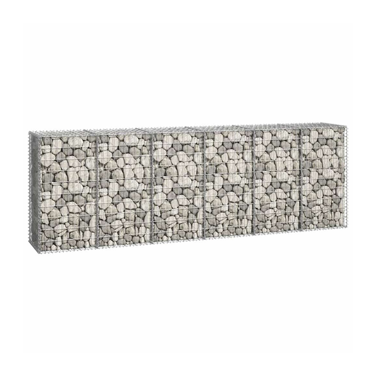 Vidaxl Gabionenwand aus verzinktem Stahl mit Abdeckungen, B/H/T: 300 x 100 x 50 cm - Bild 2