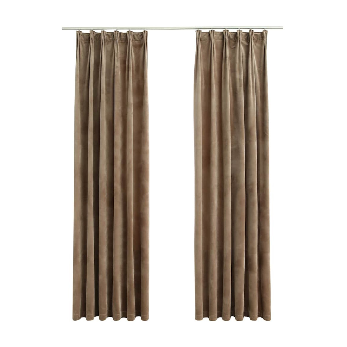 Vidaxl Gardinen aus Samt mit Haken, 2 Stück, blickdicht, Beige, B: 140 cm, H: 245 cm - Bild 3