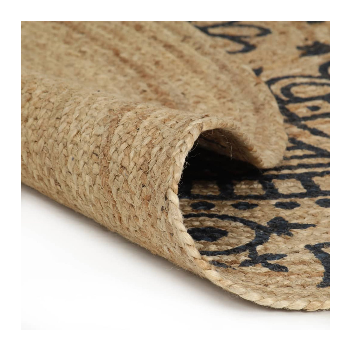 Vidaxl Handgefertigter Jute Teppich in Dunkelblau mit geflochtenem Design - Bild 3