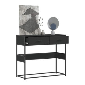 Vidaxl Konsolentisch in Schwarz im Industrial Design aus Holzwerkstoff und Metall, B/T/H: 90 x 35 x 80 cm