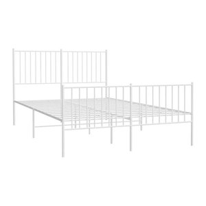 Vidaxl Metallbett im klassischen Design in Weiß mit Kopf- und Fußteil B/T/H: 135 x 190 x 90,5 cm