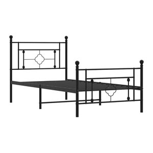 vidaxl Metallbett in Schwarz mit Kopf- und Fußteil im klassischen Design, B/T/H: 100 x 200 cm