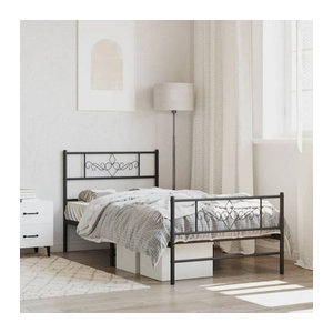 vidaxl Metallbett Klassisch in Schwarz mit Kopf- und Fußteil B: 107 cm, L: 203 cm
