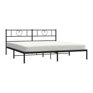 Vidaxl Metallbett mit Kopfteil in Schwarz, klassisches Bettgestell aus Stahl, B/T/H: 180 x 200 cm