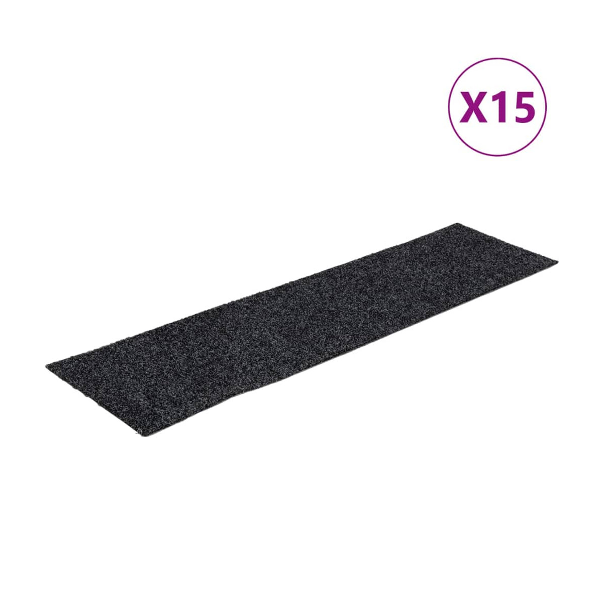 Vidaxl Selbstklebende Treppenstufenmatten aus Nadelfilz in Grau, 15 Stück, B: 76 cm, H: 20 cm - Bild 2