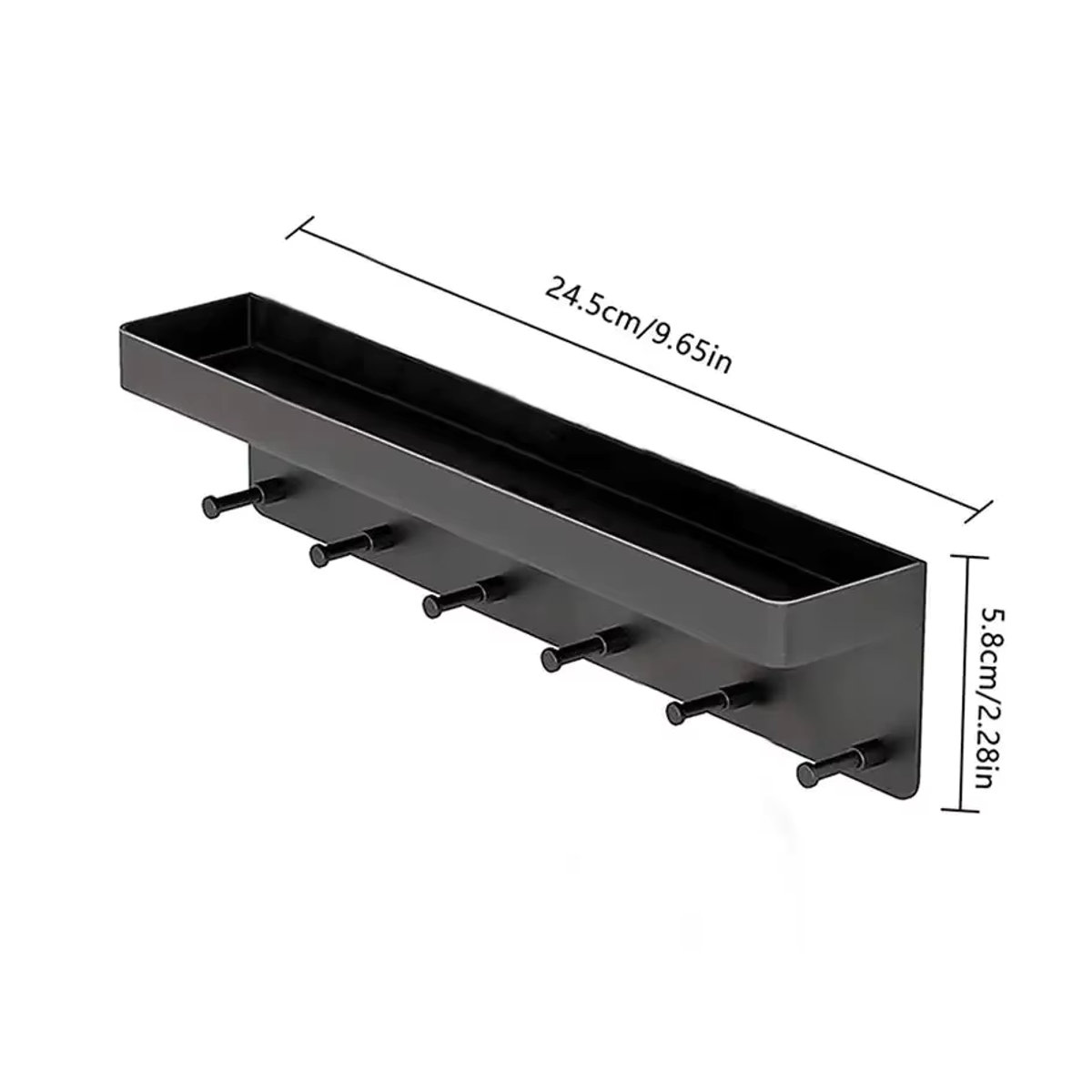 VIE LENTE Wandregal Organizer mit 6 Haken für Küche und Bad, Minimalistisch, Weiß oder Schwarz - Bild 5