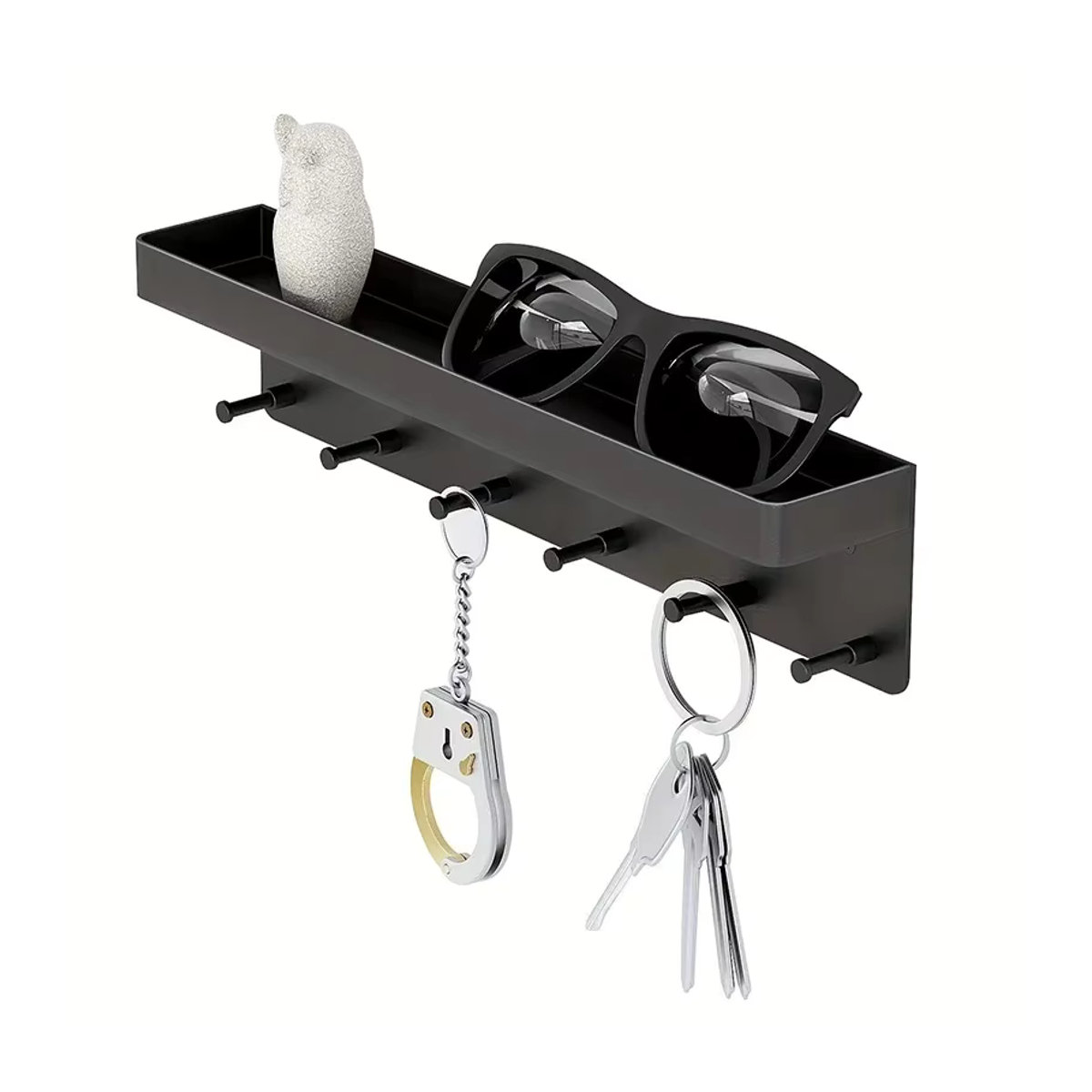 VIE LENTE Wandregal Organizer mit 6 Haken für Küche und Bad, Minimalistisch, Weiß oder Schwarz - Bild 6