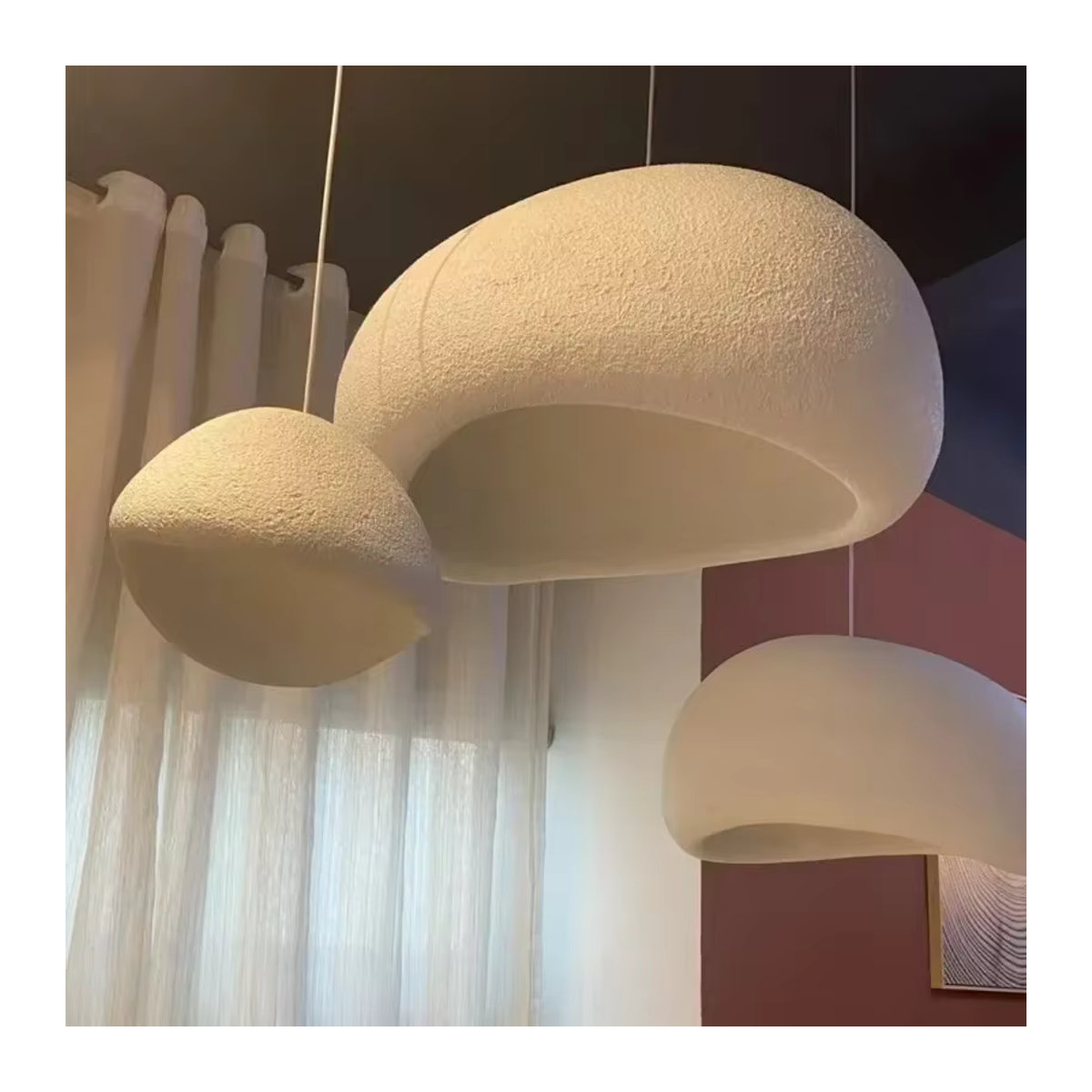 VIGOUS Kronleuchter im skandinavischen Wabi-Sabi-Stil in Beige mit Beton-Optik für Wohnzimmer und Esszimmer - Bild 3