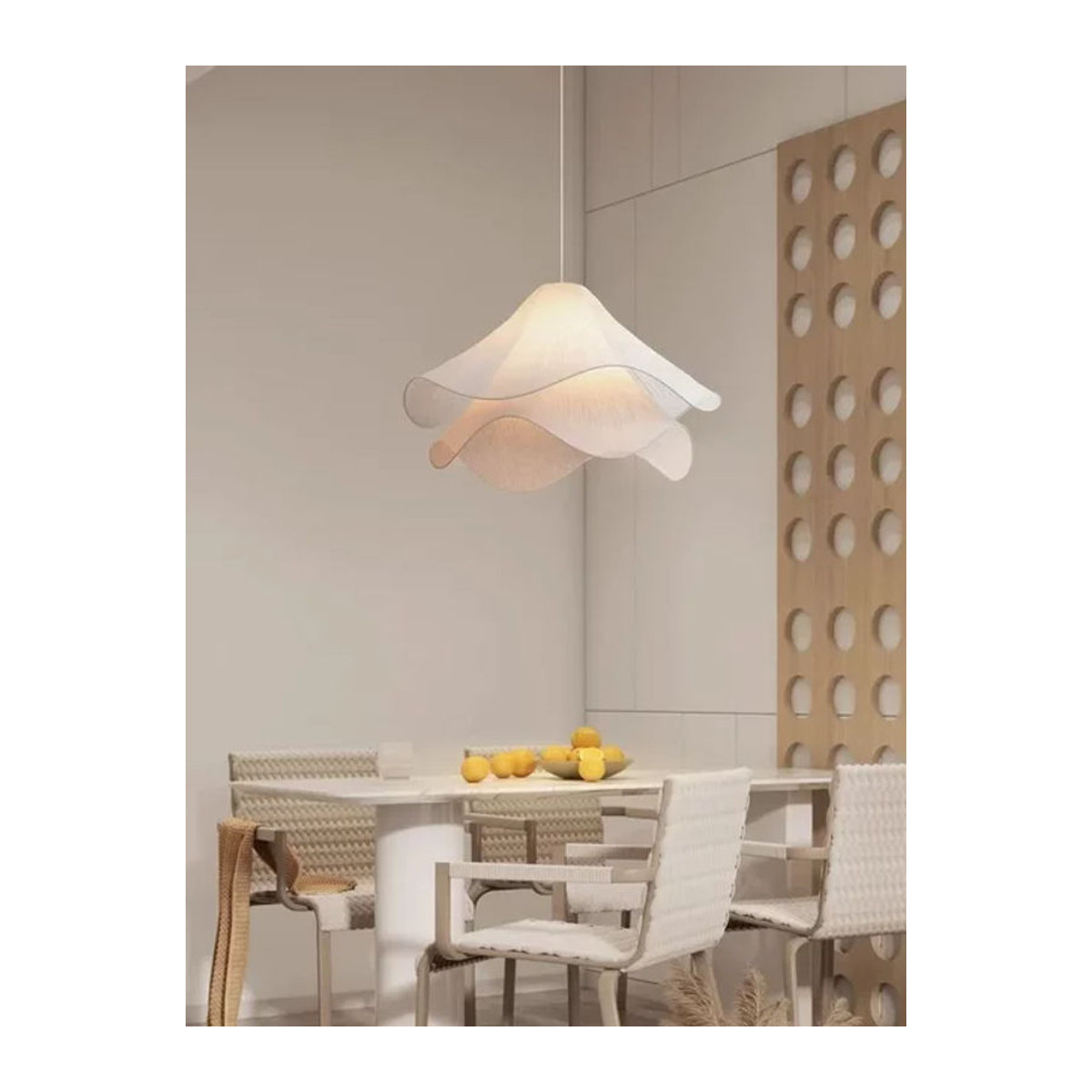 VIGOUS LED Kronleuchter im skandinavischen Design mit weißem Stoff für Schlafzimmer und Loft - Bild 1