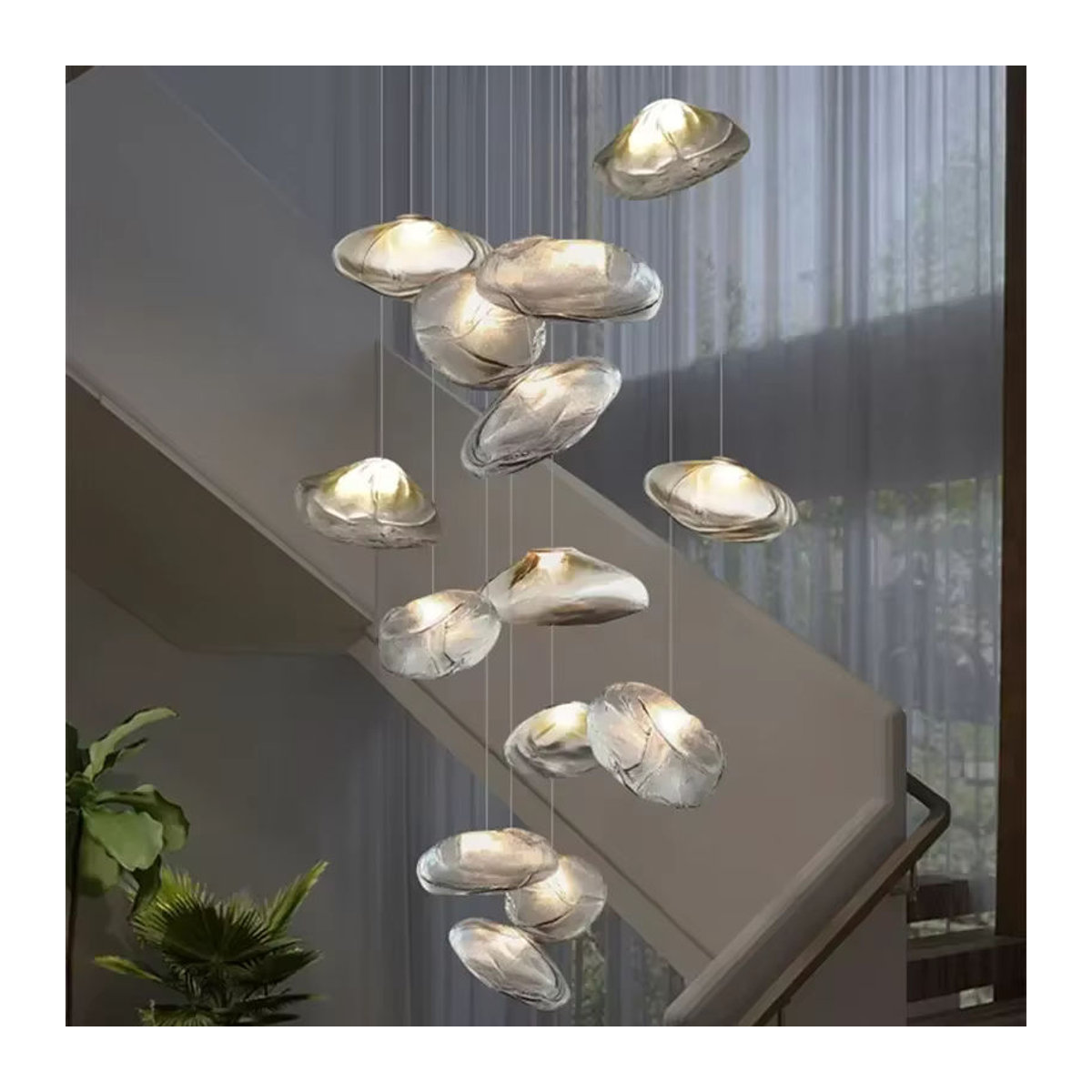 VIGOUS Moderner Kronleuchter aus Glas mit G9 LED in Silber - Bild 2