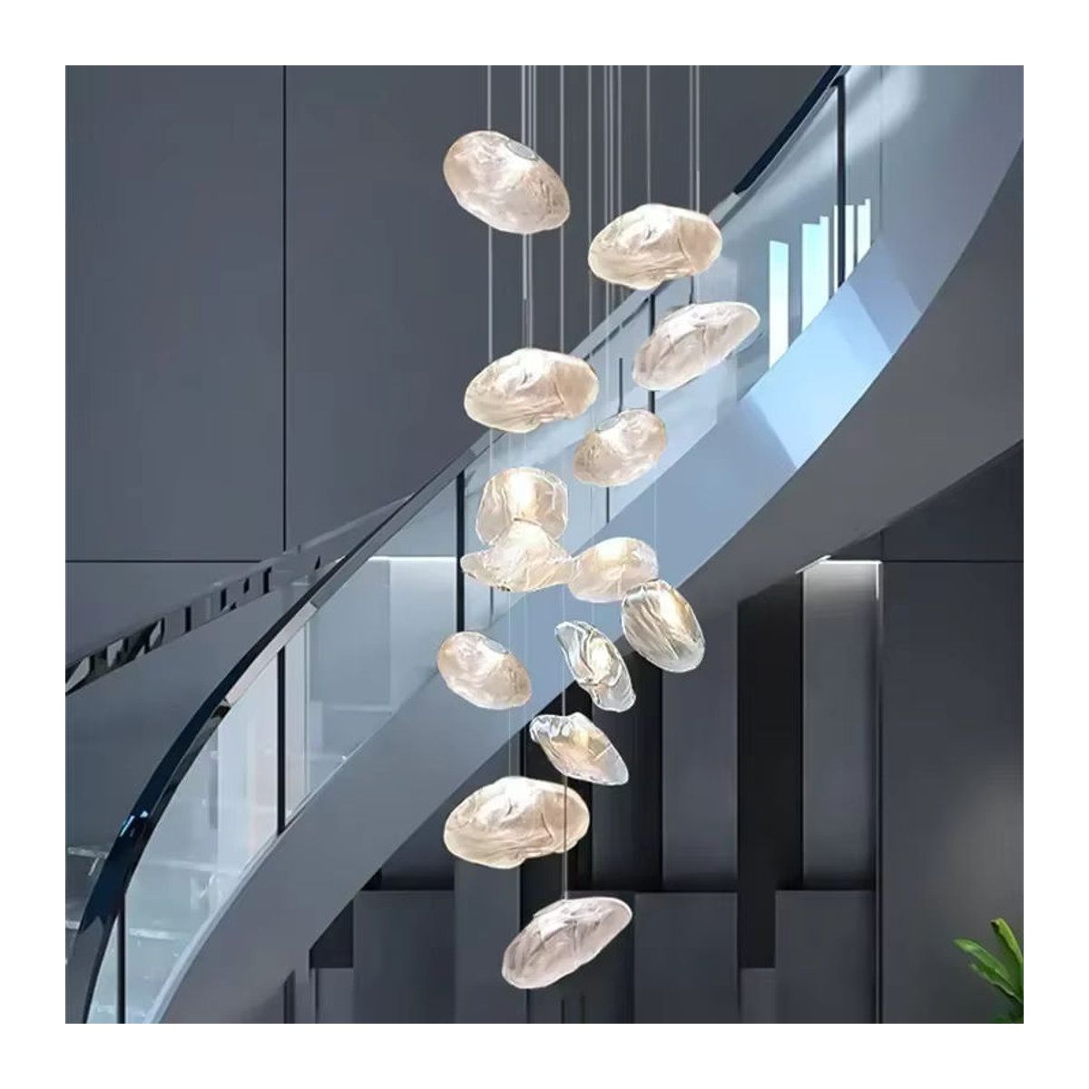 VIGOUS Moderner Kronleuchter aus Glas mit G9 LED in Silber - Bild 3