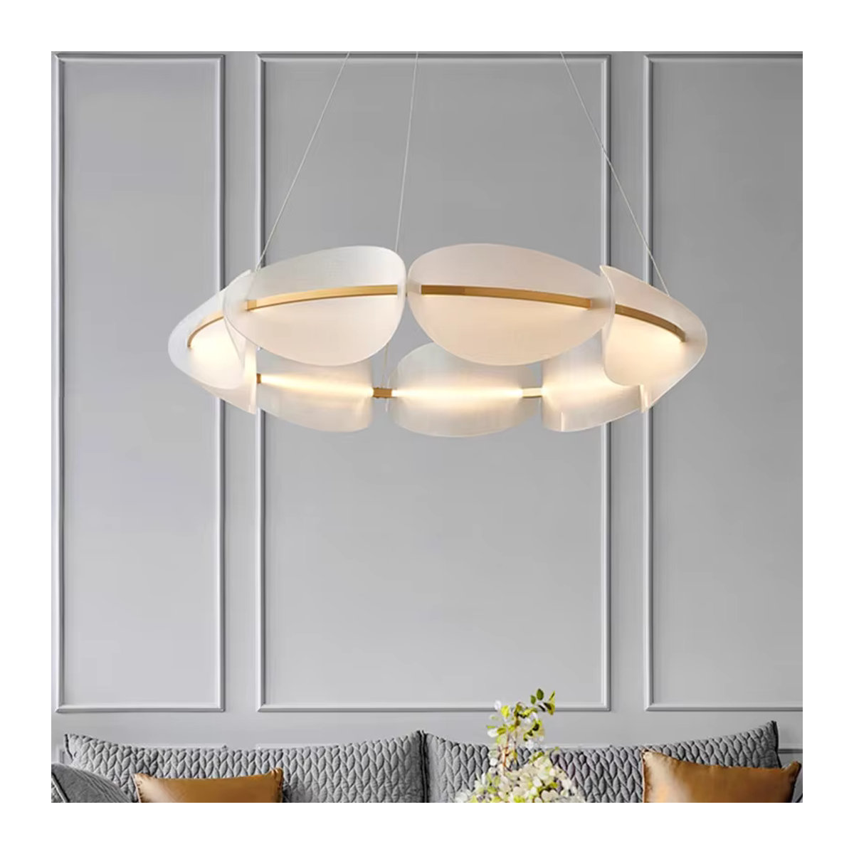 VIGOUS Moderner LED Kronleuchter aus Acryl in Weiß für Wohnzimmer, Esszimmer und Schlafzimmer - Bild 2