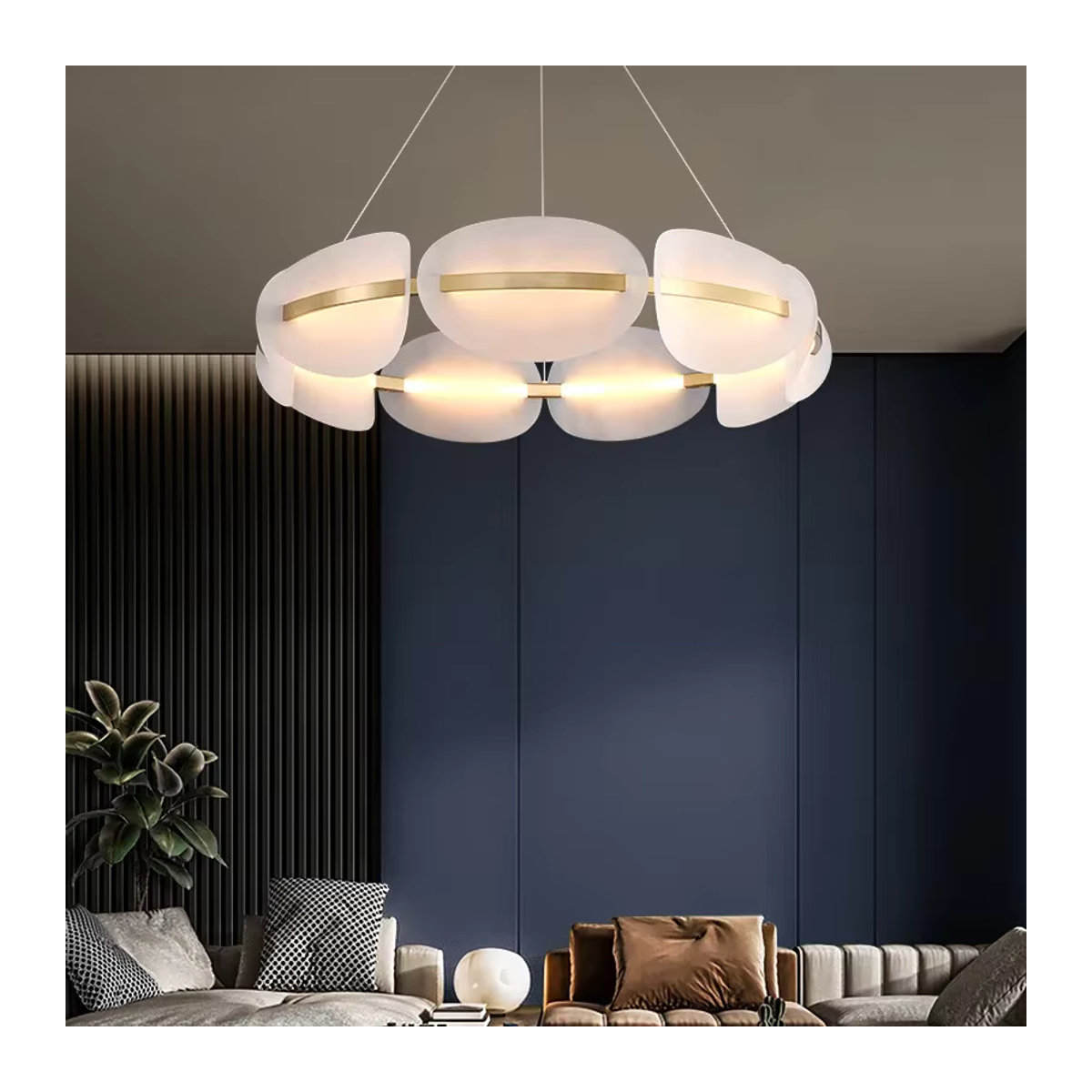 VIGOUS Moderner LED Kronleuchter aus Acryl in Weiß für Wohnzimmer, Esszimmer und Schlafzimmer - Bild 3