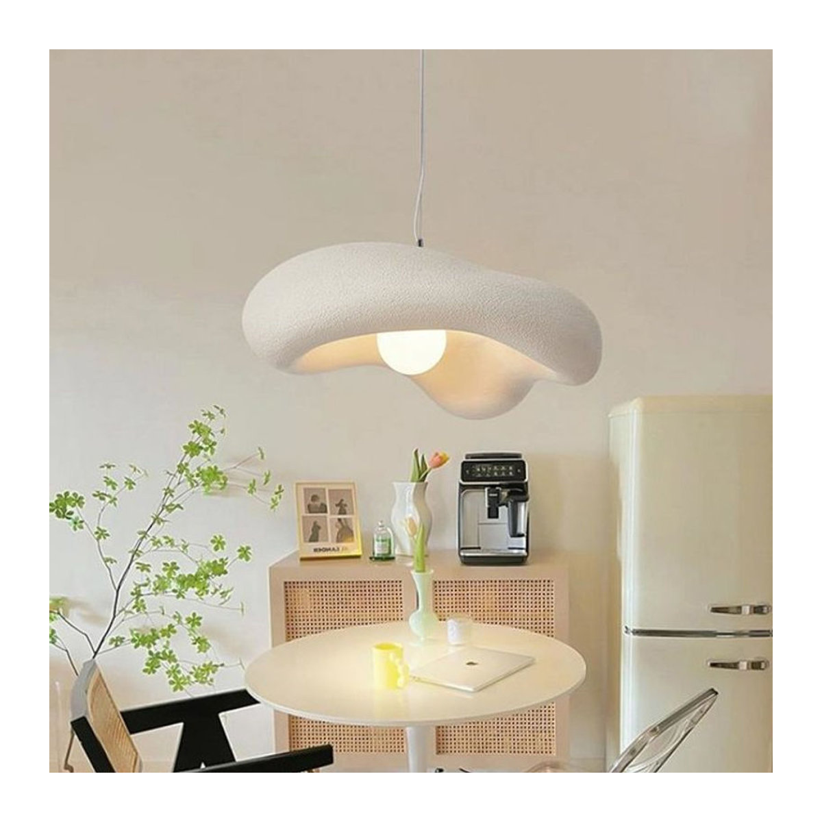VIGOUS Wabi Sabi Pendelleuchte mit LED und G9 Fassung in Beige - Bild 1
