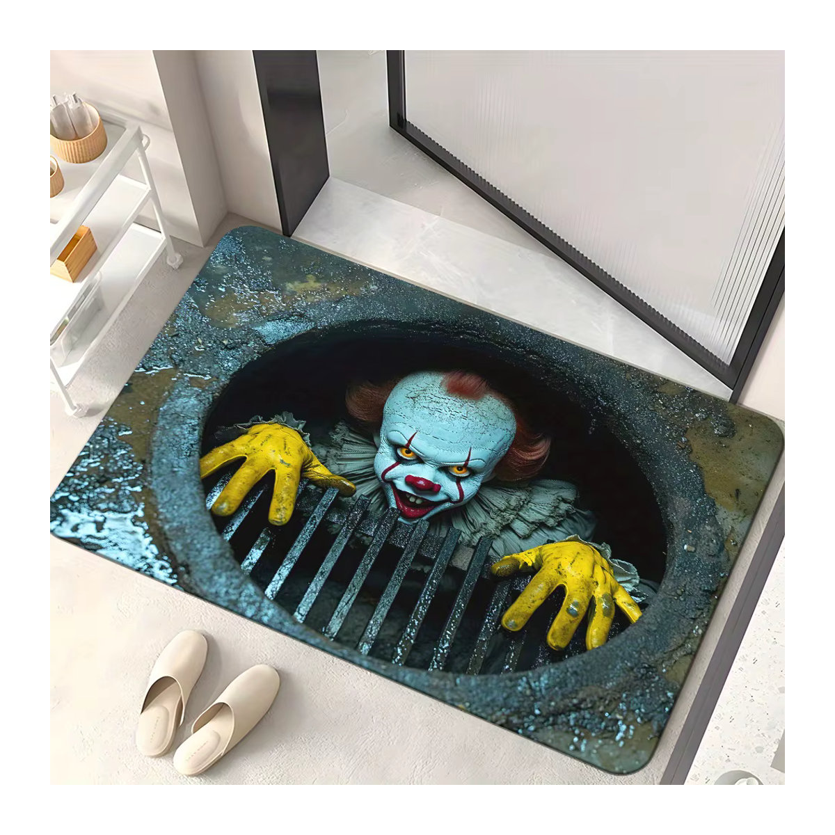 VIKAMA 3D-Clown-Fußmatte rutschfest und schmutzabweisend für Halloween und Heimdekoration - Bild 2