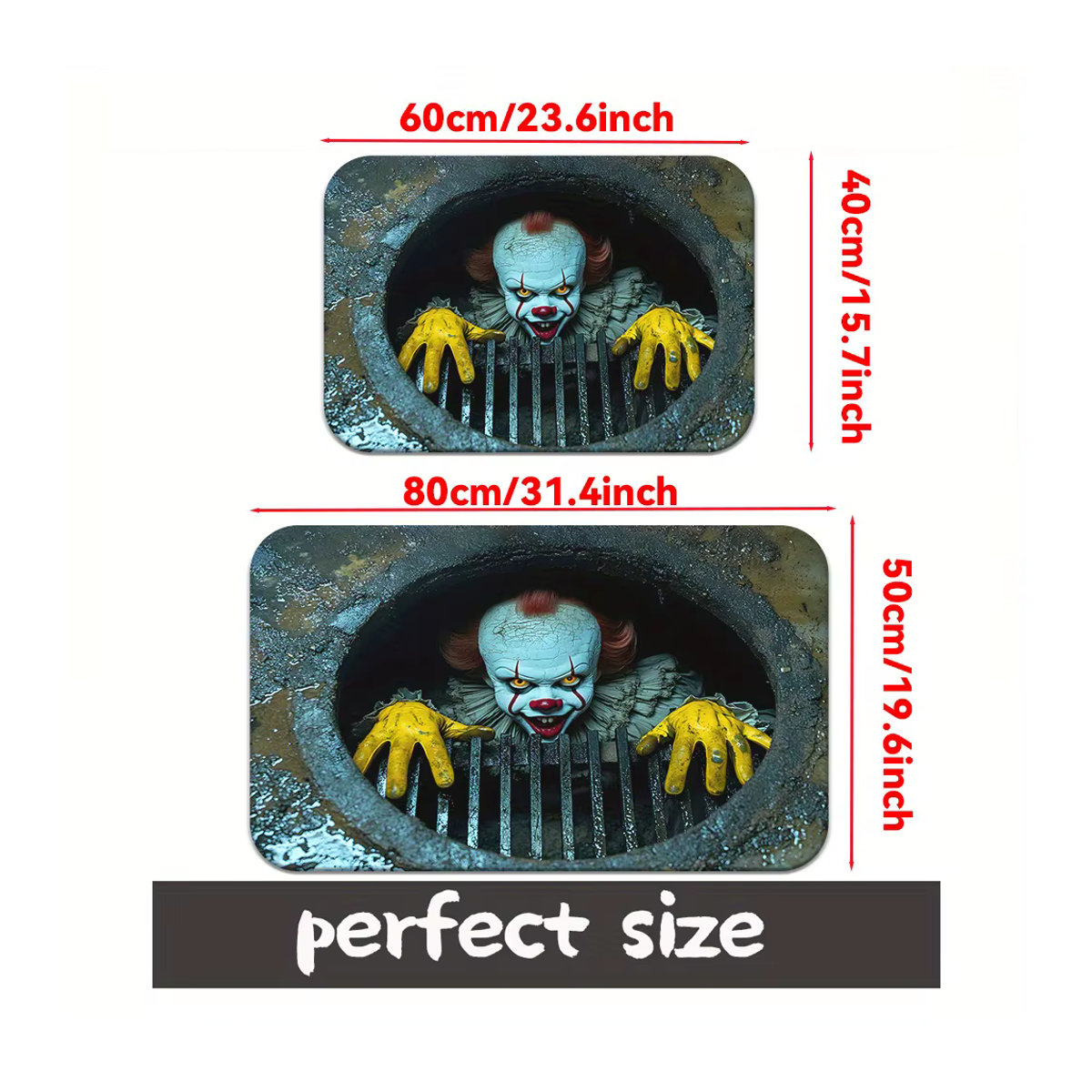 VIKAMA 3D-Clown-Fußmatte rutschfest und schmutzabweisend für Halloween und Heimdekoration - Bild 3