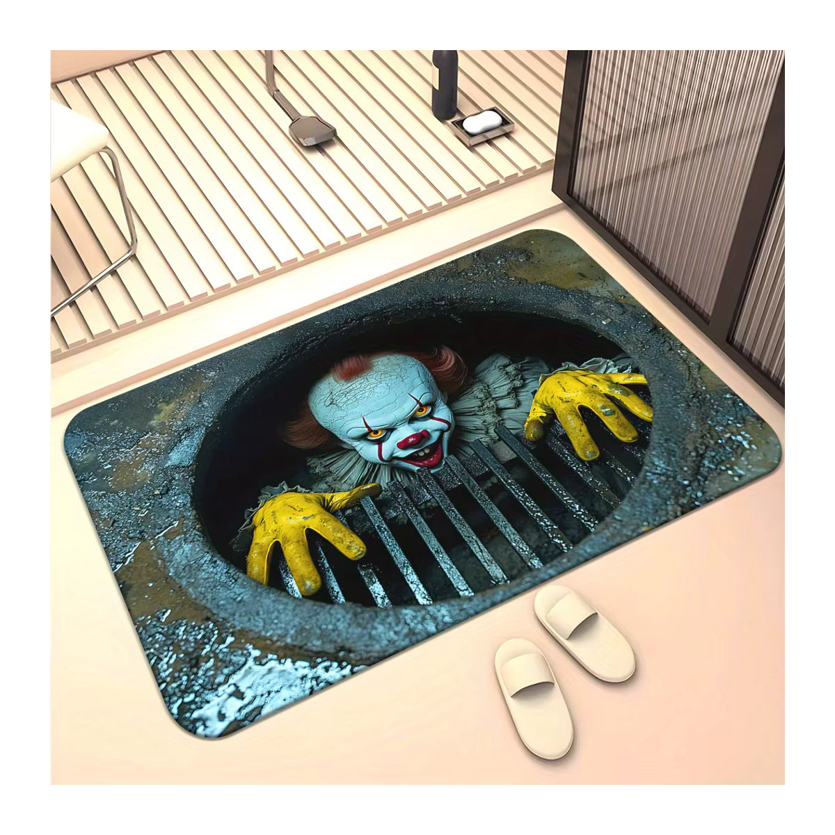 VIKAMA 3D-Clown-Fußmatte rutschfest und schmutzabweisend für Halloween und Heimdekoration - Bild 4